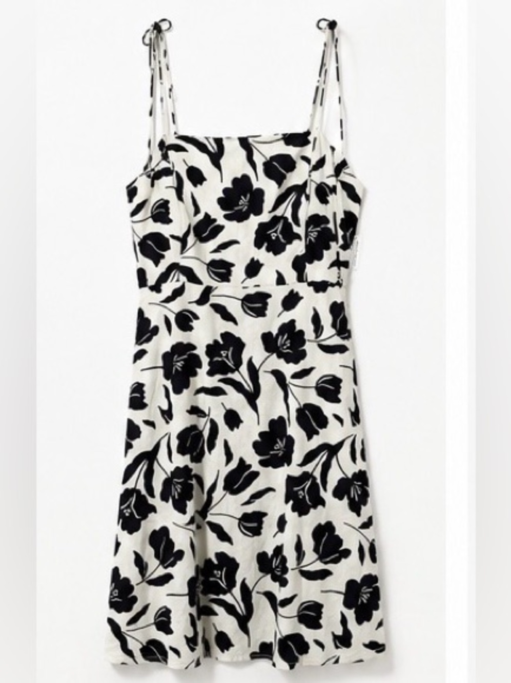 Old Navy Black & White Floral Tie-Strap Dress
